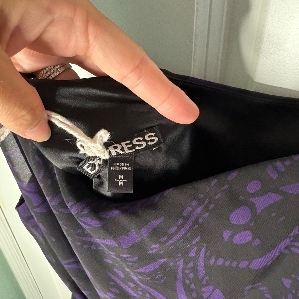 Express Black and Purple Patterned Skirt